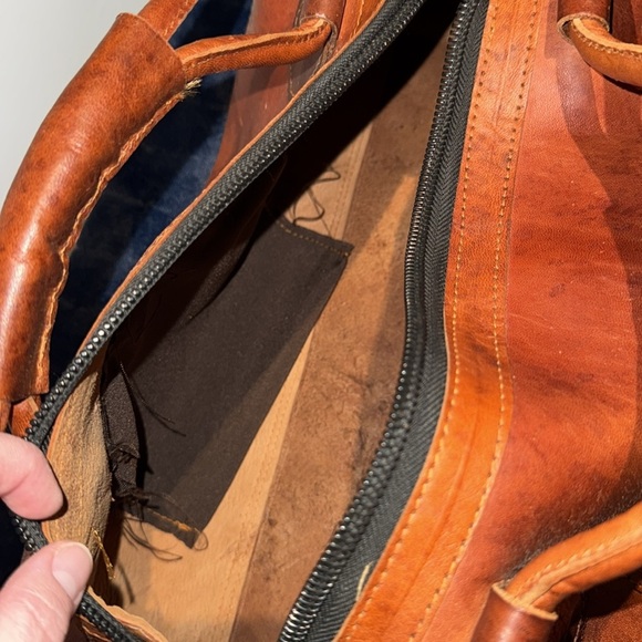 Brown Leather Small Duffel Bag - Picture 3 of 7